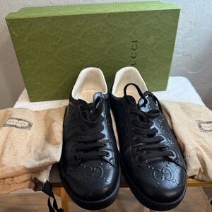 Gucci Black Embossed Sneakers